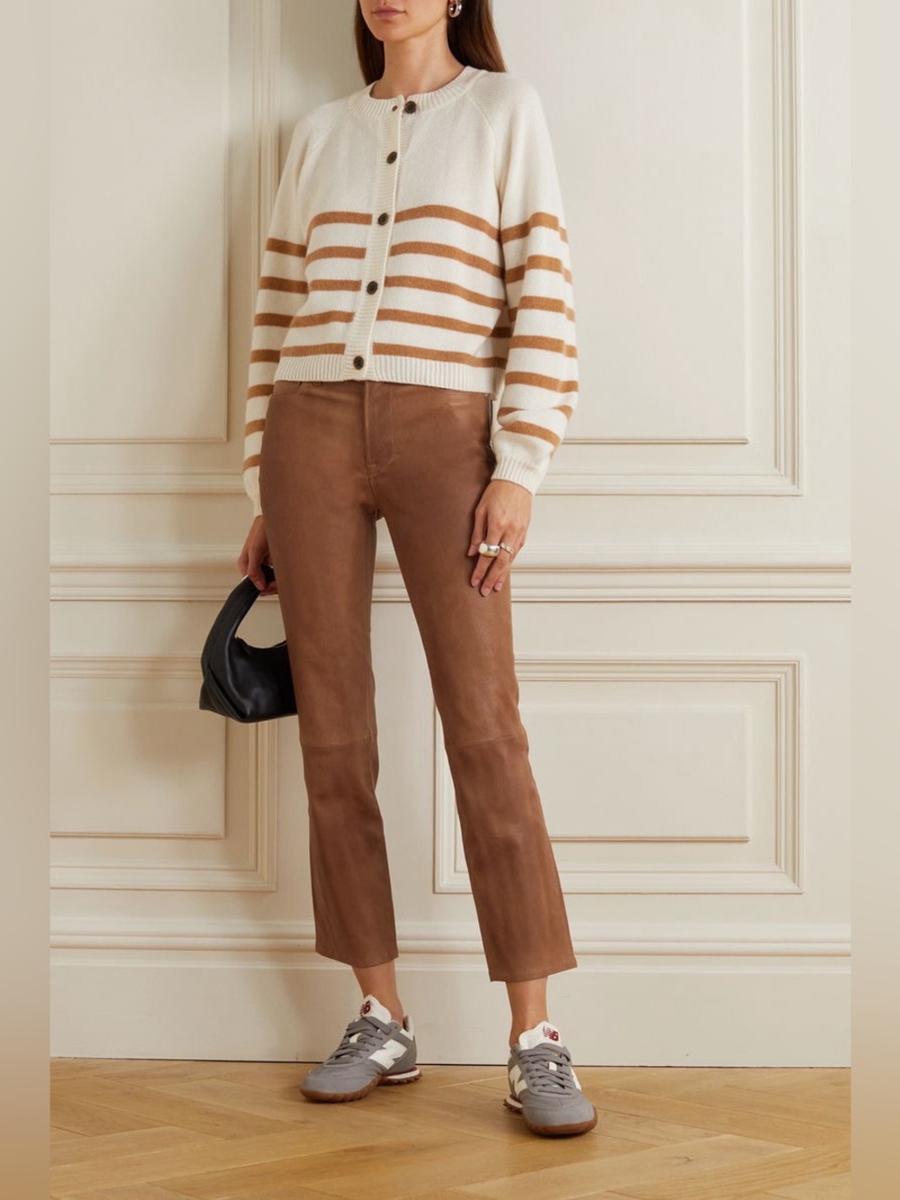 FRAME Le High Slim-Leg Lamb Leather Pants in Latte Size 28